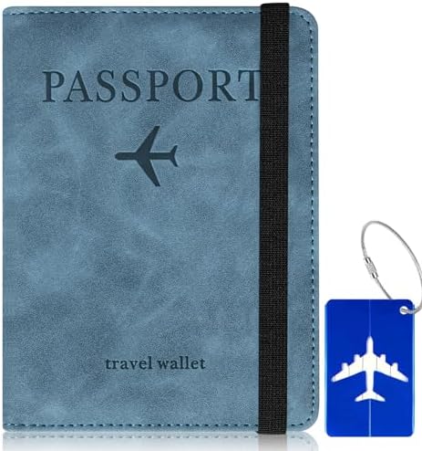 XIUWOUG Reisepasshülle,Passport Cover mit RFID-Blocker,Kunstleder Reisepass Hülle für Damen Herren Reisepass Kreditkarten, Ausweis und Reisedokumente, 15×11×1cm