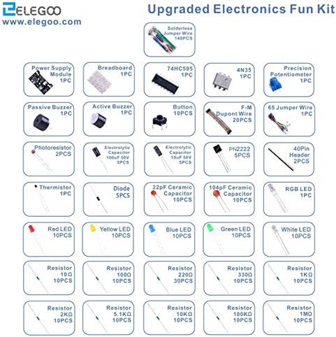 ELEGOO Überarbeitetes Elektronik Lernset Spaßset Stromversorgungsmodul Jumperkabel Potentiometer Breadboard Komponente Sortiment für Arduino - Image 2