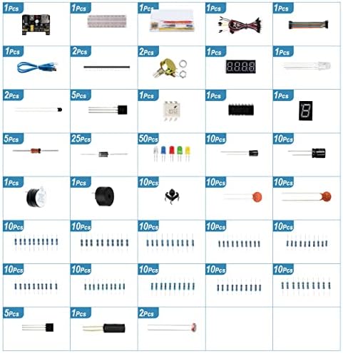 Miuzei Starter Kit Breadboard Set Kompatibel mit Arduino Einschließlich Stromversorgungsmodul Jumper Kabel Widerstand Sortiment steckbrett Led Dioden Set für Anfänger Elektronik Bausa - Image 6