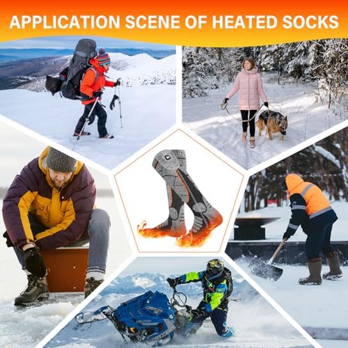 MRAWARM Beheizbare Socken, 6000mAh Wiederaufladbare Akku Elektrisch Beheizte Socken für Damen Herren, 3 Heizstufen Winter Baumwollsocken für Outdoor-Sport - Image 7