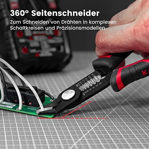 KAIWEETS 3-in-1 Seitenschneider, Schneidezange und Abisolierzange für 20-10 AWG Kabel, Versteckte Feder, Anti-Rutsch-Griff, Präzisionszange Electronics für Kleinstarbeiten und Platinen - Image 2