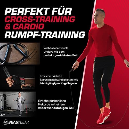 Beast Gear Skipping Rope, Steel Speed Fitness Jump Ropes, Lightweight and Adjustable Workout Equipment for Jumping, MMA, HIIT Workout - Image 5