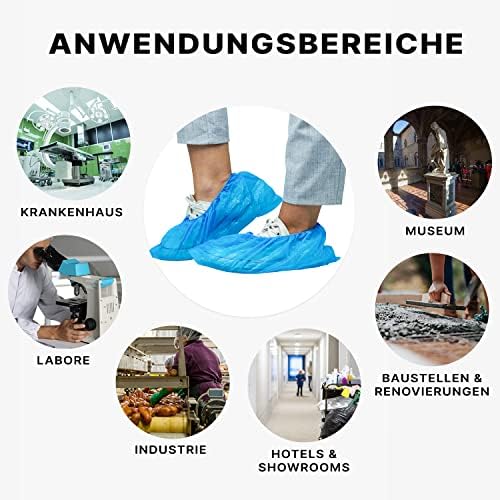 ARNOMED Schuhüberzieher Einweg Stark, Blaue CPE Überziehschuhe, Regenschutz Überschuhe, Schuh Überzieher wasserdicht, latexfreie Schuhschutz, Schuh Überzug für die Baustelle (100 Stück, Klassik 3g) - Image 7