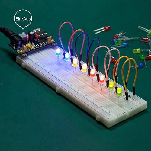 Miuzei Starter Kit Breadboard Set Kompatibel mit Arduino Einschließlich Stromversorgungsmodul Jumper Kabel Widerstand Sortiment steckbrett Led Dioden Set für Anfänger Elektronik Bausa - Image 3