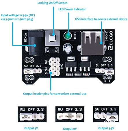 ELEGOO Überarbeitetes Elektronik Lernset Spaßset Stromversorgungsmodul Jumperkabel Potentiometer Breadboard Komponente Sortiment für Arduino - Image 3