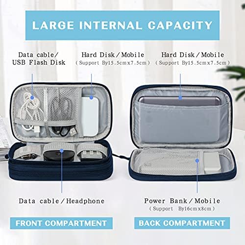 FYY Elektronischer Organizer, Reisekabel-Organizer, Tasche, elektronisches Zubehör, Tragetasche, tragbar, wasserdicht, doppellagig, All-in-One-Aufbewahrungstasche für Kabel, Blau - Image 4