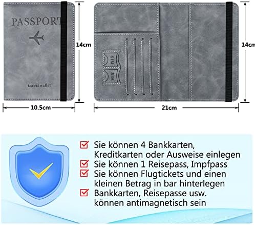 XIUWOUG Reisepasshülle,Passport Cover mit RFID-Blocker,Kunstleder Reisepass Hülle für Damen Herren Reisepass Kreditkarten, Ausweis und Reisedokumente, 15×11×1cm - Image 6