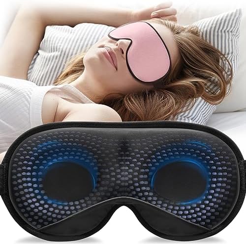 Umisleep 2024 Gewichtet Schlafmaske für Herren & Frauen, 3D Augenmaske Schlafmaske für Druckentlastung, 100% Lichtblockierende Schlafbrille mit verstellbarem Gurt für Reisen, Yoga, 120 g, Rosa