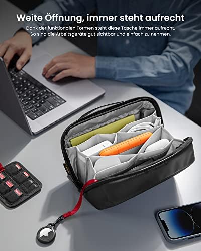 tomtoc Kabeltasche Zubehörtasche, Elektronik Zubehör Kabel Organizer Tasche Tech Pouch, Reise Cable Bag für Ladekabel, Festplatte, MacBook Adapter, Ladegerät, PowerBank, SD Karten, Schwarz - Image 7