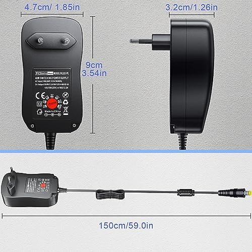 PChero 48W Universal AC/DC Netzteil Adapter Schaltnetzteil mit 11pcs Adapter Tipps, 5V 6V 7.5V 9V 12V 15V 19V 20V 2.5A 4A, enthält Mini & Micro USB Stecker, für Haushaltselektronik und LED Streifen - Image 8