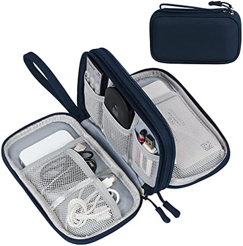 FYY Elektronischer Organizer, Reisekabel-Organizer, Tasche, elektronisches Zubehör, Tragetasche, tragbar, wasserdicht, doppellagig, All-in-One-Aufbewahrungstasche für Kabel, Blau