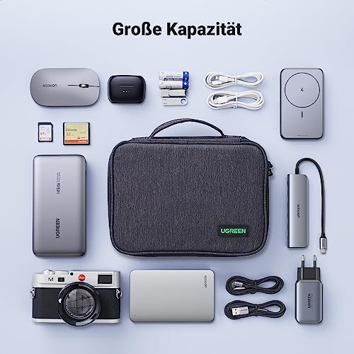 UGREEN Elektronik Reise Kabeltasche universal Travel Cable Organizer Electronics Accessories Case 2 Schicht große Elektronische Zubehör Tasche für Kabel, Ladegerät, Powerbank, Tablet - Image 3