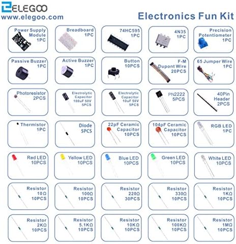 ELEGOO Electronic Fun Kit Breadboard Kabel Widerstand Kondensator LED Potentiometer für Elektronik Learning Kit, Kompatibel mit Arduino IDE, UNO R3, MEGA, etc - Image 2