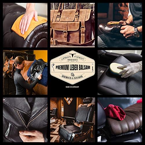 URBAN FOREST Lederpflege SPARSET für Sofa Auto Möbel Jacke Kleidung Handtaschen Schuhe Sattel Couch - Premium Leder Balsam + Leder Reiniger 2er Set mit Bienenwachs & Avocado-Öl 2X 500 ML - Image 2