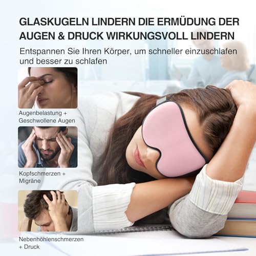 Umisleep 2024 Gewichtet Schlafmaske für Herren & Frauen, 3D Augenmaske Schlafmaske für Druckentlastung, 100% Lichtblockierende Schlafbrille mit verstellbarem Gurt für Reisen, Yoga, 120 g, Rosa - Image 3