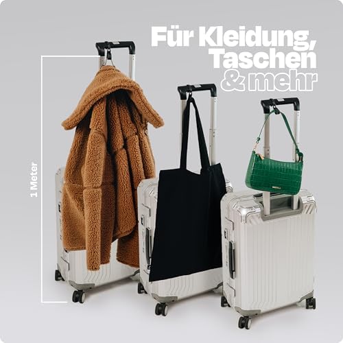 Luggage Hook Das originale Reise-Gadget hält Jacken und Taschen sicher bis zu 8 kg, Jacket Gripper einhändig bedienbar, Handgepäck Zubehör für Flugbegleiter, Travel Accessoire in Schwarz (Slick Black) - Image 3