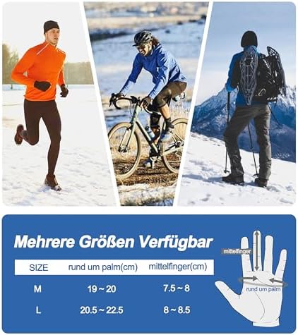 CAOZITOU Handschuhe Herren Damen Winter,Thermo Fahrradhandschuhe Touchscreen Anti-Rutsch,wasserdichte Winddicht Laufhandschuhe für Outdoor Sport - Image 6