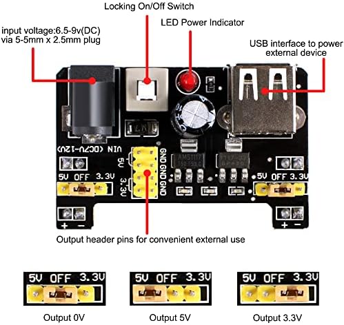 Miuzei Starter Kit Breadboard Set Kompatibel mit Arduino Einschließlich Stromversorgungsmodul Jumper Kabel Widerstand Sortiment steckbrett Led Dioden Set für Anfänger Elektronik Bausa - Image 2