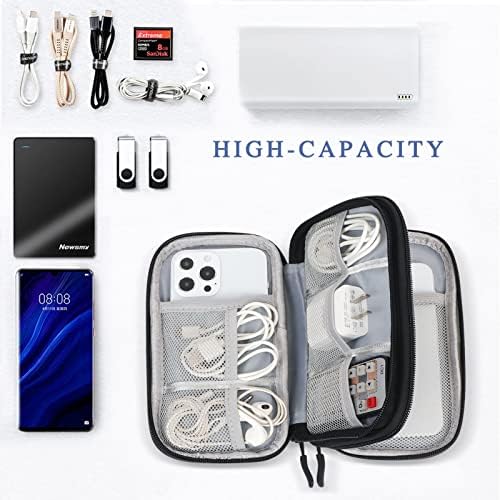 Simpolor Kabeltasche, Doppelte Schichte Elektronik Organizer Tasche für Kabel,Travel Kabel Organizer Elektronische Zubehör Case für Kabel, Powerbank, USB-Laufwerk, Ladegerät, Maus, SD Karten - Schwarz - Image 4