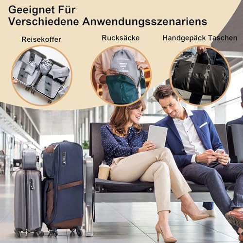 Koffer Organizer Set- 8 Stück, Packing Cubes für Reise, Packtaschen für Koffer, Travel Organizer Suitcase Kleidertaschen Schuhbeutel Kosmetiktasche, Travel Essentials-Grau - Image 8