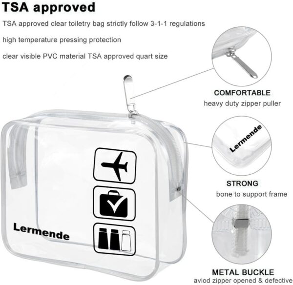 Lermende Transparente Kulturtasche, Flüssigkeiten Beutel Handgepäck TSA-geprüft Kosmetiktasche,Transparente Tasche Flughafen-konforme Tasche,Reisebeutel Flugzeug 1 Liter. - Image 6