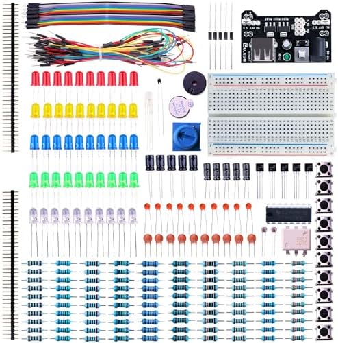 ELEGOO Electronic Fun Kit Breadboard Kabel Widerstand Kondensator LED Potentiometer für Elektronik Learning Kit, Kompatibel mit Arduino IDE, UNO R3, MEGA, etc