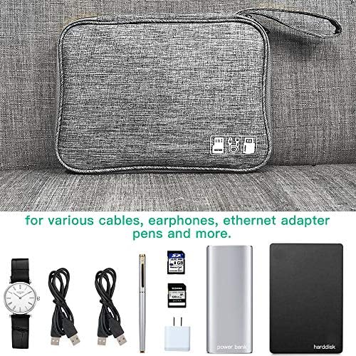 HCFGS Elektronische Tasche, Reisetasche, Kabel Organizer Tasche, stoßfest, feuchtigkeitsabweisend, Aufbewahrung, tragbar, Zubehör für Festplatten, Kabel, Ladegerät, USB, SD-Karte (grau) - Image 7