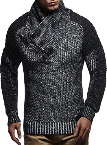 Leif Nelson Herren Strickpullover mit stylischem Kragen – Modischer Männer Winterpullover in Grobstrick für Herbst und Winter