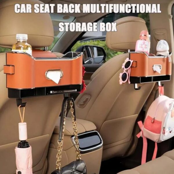 2024 Best Multifunctional Car Seat Back Storage Box,Car Back Seat Organizer,Tissue Box and Storage Box Hook,Multi-Functional Storage,Car Organizer For Home And Travel (Red) - Image 2