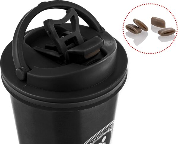 Coffee Cloud Edelstahl Kaffeebecher 500ml | Doppelwandig vakuumisolierter Travel Mug | Thermobecher aus Edelstahl | Isolierbecher BPA Frei, Leicht & Auslaufsicher (Schwarz) - Image 2