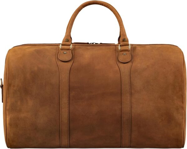 STILORD 'Vivaldo' Vintage Weekender Herren Reisetasche Damen Leder Groß Elegante Wochenend Tasche Travel Bag zum Umhängen Handgepäck Echtleder, Farbe:tan - Dunkelbraun - Image 6