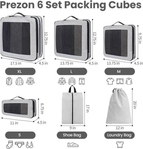 Prezon Kompressions-Packwürfel, Verbessertes Netzfenster, Sichtbar und Tragbar, Erweiterbare Reisegepäck-Organizer, Komprimierbaren Verpackungswürfel zur Organisation Ihres Reisegepäcks - Image 3