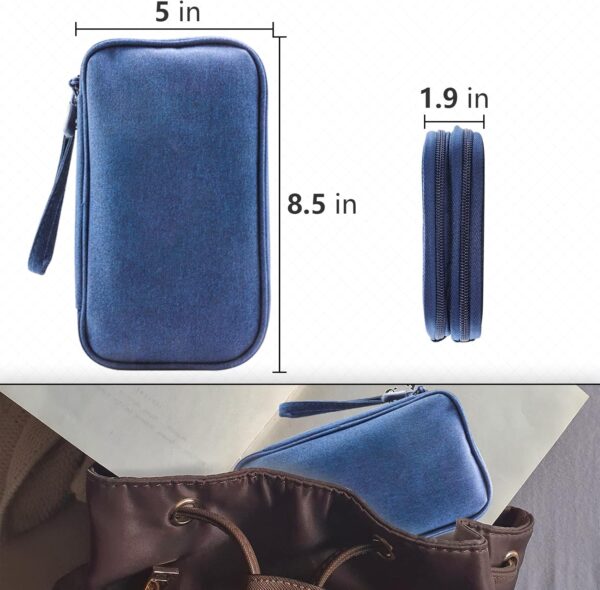 Teskyer Kabel Organizer Tasche, Universal Travel Kabeltasche, wasserdichte Multifunktional Reisezubehör, Urlaub Must Haves Kabeltasche für Ladegerät, Handy, Powerbank, 21 x 12.5 cm Navy blau - Image 6