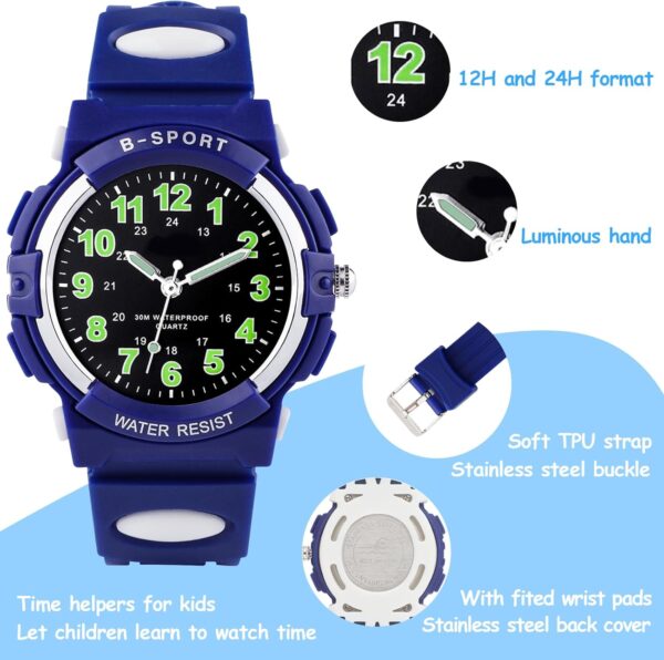 GUUMUXIN Kinderuhr Jungen Mädchen,Armbanduhr Jungen Analog,Armbanduhr Kinder,Analog Quartz Uhr mit Armbanduhr Kautschuk Wasserdicht Outdoor Sports Uhren - Image 2