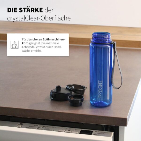 720°DGREE Trinkflasche 1l “uberBottle“ crystalClear +Sieb - BPA-Frei - Wasserflasche für Sport, Gym, Fitness, Fahrrad, Outdoor, Uni - Sportflasche aus Tritan - Leicht, Stoßfest, Wiederverwendbar - Image 4