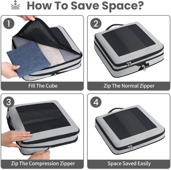 Prezon Kompressions-Packwürfel, Verbessertes Netzfenster, Sichtbar und Tragbar, Erweiterbare Reisegepäck-Organizer, Komprimierbaren Verpackungswürfel zur Organisation Ihres Reisegepäcks - Image 4