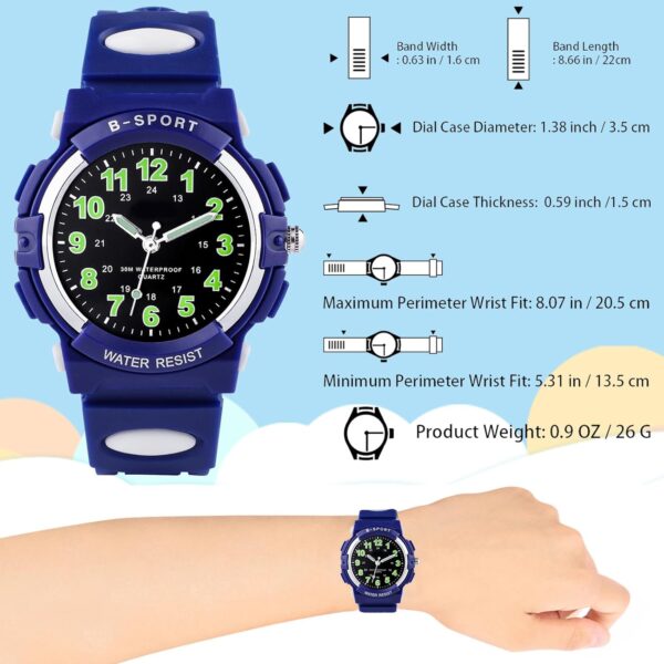 GUUMUXIN Kinderuhr Jungen Mädchen,Armbanduhr Jungen Analog,Armbanduhr Kinder,Analog Quartz Uhr mit Armbanduhr Kautschuk Wasserdicht Outdoor Sports Uhren - Image 3