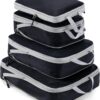 Meowoo Kompression Packing Cubes Koffer Organizer Verpackungswürfel Packwürfel Gepäck Aufbewahrung Taschen (Schwarz 4stk)