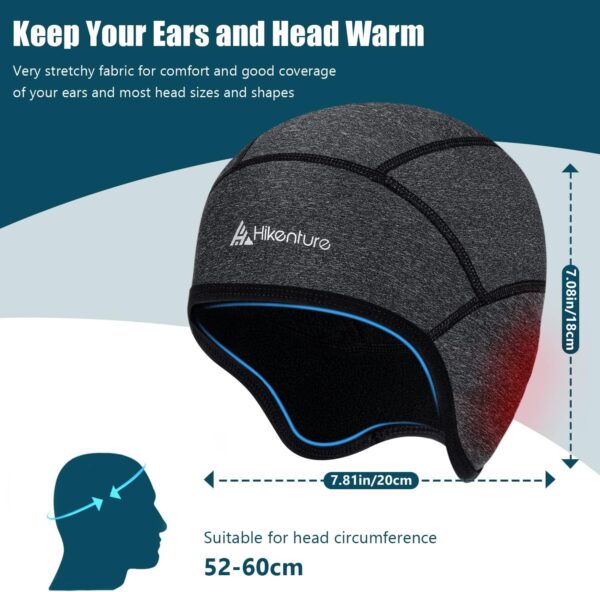 HIKENTURE Wintermütze | Winddichte Fahrrad Mütze Winter | Warm Bike Cap | Helm-Unterziehmütze Herren/Damen für Fahrradhelm Skihelm Kletterhelm | Sport, für Radfahren Skifahren Laufen Outdoor - Image 3