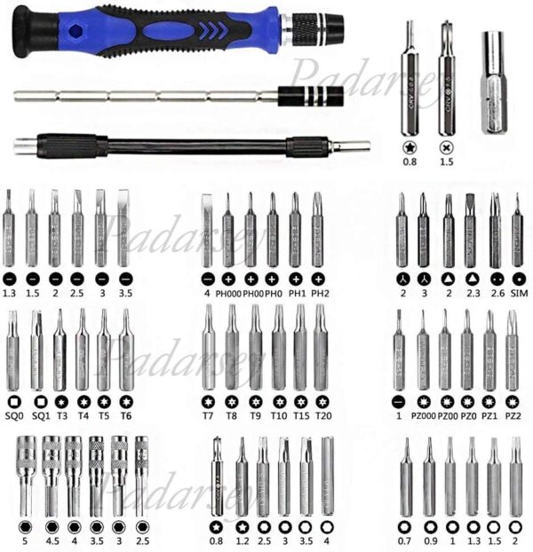 Padarsey 79 in 1 Precision Screwdriver Set,Magnetic Screwdriver Bit Kit,Professional Electronics Repair Tool Kit with Flexible Shaft,Portable Bag for PS4/Laptop/iPhone8/Computer/Phone/Xbox/Tablets/Cam - Image 3