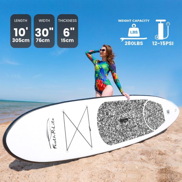 FEATH-R-LITE Inflatable 10'×30'×6' Ultra-Light (16.7lbs) SUP for All Skill Levels Everything Included with Stand Up Paddle Board, ADJ Paddle, Pump, ISUP Travel Backpack, Leash, Waterproof Bag - Image 2