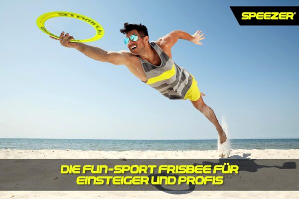 SPEEZER® Ultimate Frisbee Ring - der neon gelbe Wurfring mit einem Durchmesser von 33cm ist das Outdoor Fun-Sport Spiel für Kinder u. Erwachsene - die Frisbeescheibe mit Einer Reichweite bis 400m - Image 3