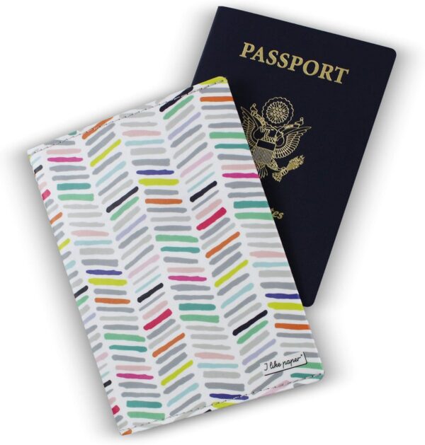 I Like Paper Passport Holder ILP27920 Zig Zag Lines Gray Pink Pastels White Tyvek Passport Cover Travel Pocket Travelers Essentials Passport Protection Travel Accessories Travel Gift Frequent Traveler