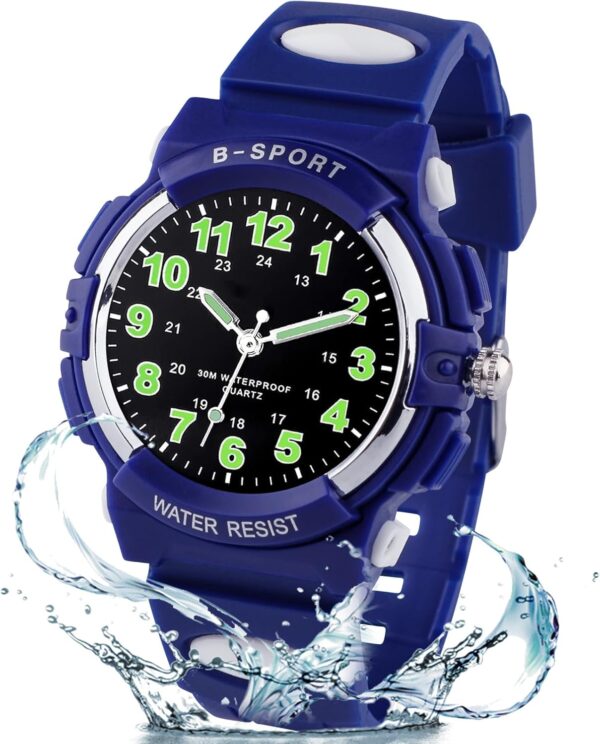 GUUMUXIN Kinderuhr Jungen Mädchen,Armbanduhr Jungen Analog,Armbanduhr Kinder,Analog Quartz Uhr mit Armbanduhr Kautschuk Wasserdicht Outdoor Sports Uhren