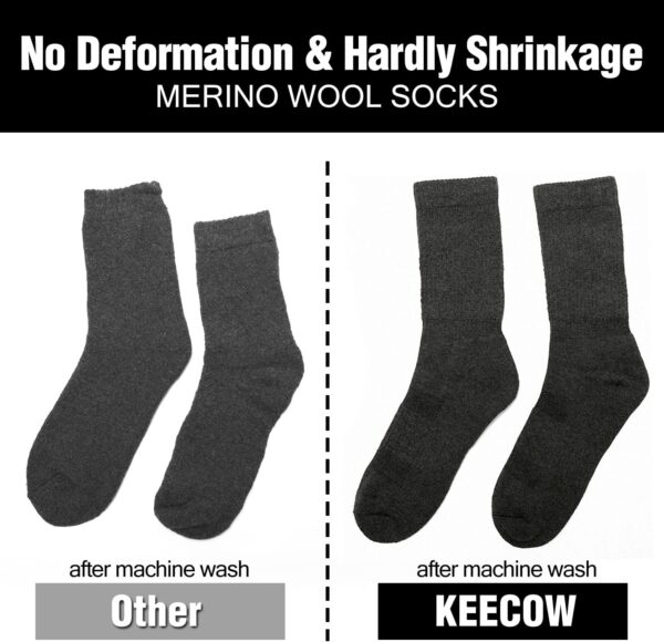 KEECOW Merino Wolle Wandersocken Herren & Damen 3 Paar, Thermo Fleece Socken Wintersocken Warmesocken für Outdoor Sport - Image 3