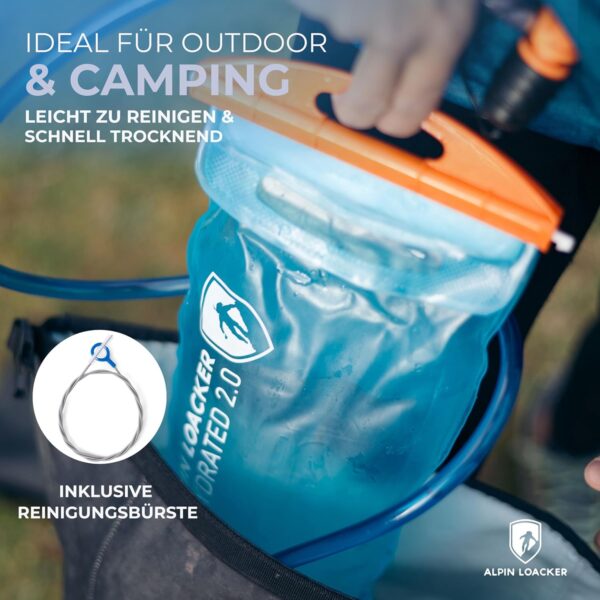 ALPIN LOACKER Outdoor Trinkblase mit Trinkschlauch für Sport und Outdoor I super leichte Wasserblase und Trinkbeutel zum Wandern I Trinksystem BPA frei - Image 5