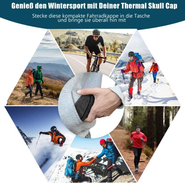 HIKENTURE Wintermütze | Winddichte Fahrrad Mütze Winter | Warm Bike Cap | Helm-Unterziehmütze Herren/Damen für Fahrradhelm Skihelm Kletterhelm | Sport, für Radfahren Skifahren Laufen Outdoor - Image 4