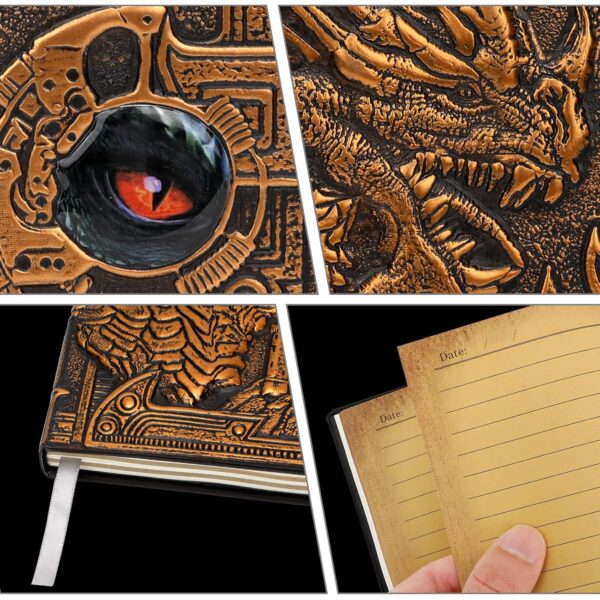 3D Dragon DND Journal Writing Notebook, Fantasy D&D Leather Journal Book for Dungeons and Dragons Gifts Nerdy DM & Players RPG Lovers Accessories, 200 Pages A5 Travel Notepad for Men or Women - Image 8