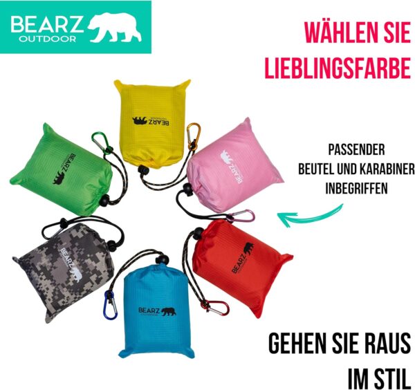 BEARZ Outdoor Decke, Reisedecke, Kompakt Picknickdecke Wasserdicht - Ultraleicht Camping Sitzunterlage Outdoor, Stranddecke Sandfrei, Kleine Campingdecke - Festival, Camping und Wandern Zubehör (Blau) - Image 5