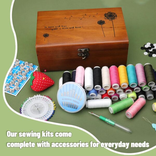 Basic Sewing Kit 180 Pcs Sewing Accessories and Supplies Sewing Repair Kits Hand Sewing Kit with Needle Thimble Pin Cushion Button for Travel, Camping, Home DIY - Image 3